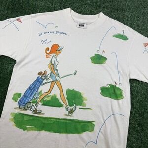 VTG 1997 Relevant Products All Over Print Golf Tee Mens Large Single Stitch